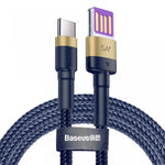 Cablu de date/incarcare Baseus, Cafule Quick Charge USB Type-C, 1m 5 A, Albastru.