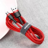 Cablu de Date USB / Micro USB, QC3.0, 1.5A 2M, Baseus Cafule Durable Nylon, Rosu