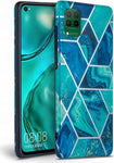 Husa Silicon, Huawei P40 Lite E, Print de Marmura, Albastru