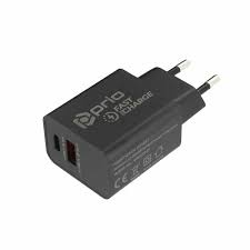 Încărcător de perete cu încărcare rapidă PRIO 18W USB C PD+ QC 3.0 USB A, negru