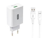 Încărcător de perete XO L36, 18W 1x USB + cablu USB-C, alb