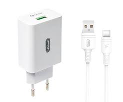 Încărcător de perete XO L36, 18W 1x USB + cablu USB-C, alb