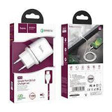 Încarcator HOCO QC3.0 Fast Charge N3, 1x USB 3A + cablu USB-C, alb