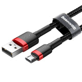 Cablu micro USB QC3.0 2.4A 1M, BASEUS Cafule Durable Nylon, Negru