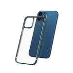 Husa Flexibilă din gel cu cadru metalic strălucitor, iPhone 12 Pro/12, Transparent cu Verde