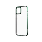 Husa Flexibilă din gel cu cadru metalic strălucitor, iPhone 12 Pro/12, Transparent cu Verde