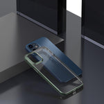 Husa Flexibilă din gel cu cadru metalic strălucitor, iPhone 12 Pro/12, Transparent cu Verde