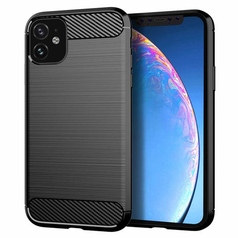 Husa Silicon Carbon, Forcell, iPhone 11, Negru