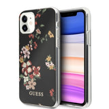 Husa Guess Originala, iPhone 11, Print de Flori, Negru