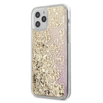 Husa Guess, Originala, iPhone 12 / 12 Pro, Auriu cu Sclipici Lichid