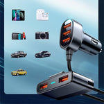 Adaptor Auto, Joyroom,  5x USB 6,2 A + Extensie, Negru
