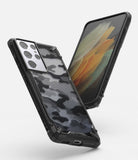 Husa Antisoc, Fusion X Ringke, Samsung Galaxy S21 Ultra 5G, Negru- Camo Print