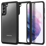Husa Antisoc cu design Hybrid, Spigen, Samsung Galaxy S21 Plus, Transparent cu Negru