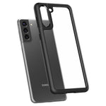 Husa Antisoc cu design Hybrid, Spigen, Samsung Galaxy S21, Transparent cu Negru