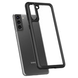 Husa Antisoc cu design Hybrid, Spigen, Samsung Galaxy S21 Plus, Transparent cu Negru