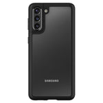 Husa Antisoc cu design Hybrid, Spigen, Samsung Galaxy S21 Plus, Transparent cu Negru