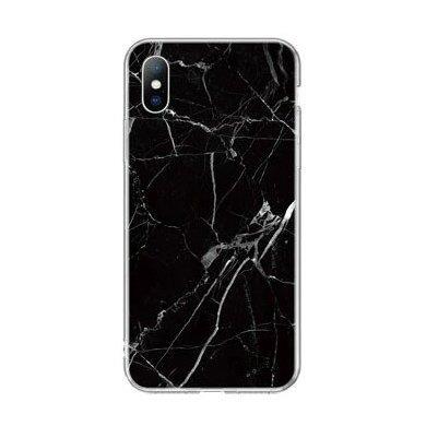 Husa Silicon TPU, iPhone 12 Pro Max, Print de Marmura, Negru