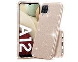 Husa Silicon Forcell, Samsung Galaxy A12, Auriu cu Sclipici