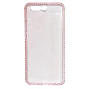 Husa Silicon, Huawei P10, roz-transparent cu pietre