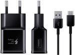 Incarcator + Cablu, Type-C USB, Samsung Original, Incarcare Rapida 15W, Negru