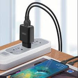Încarcator de perete XO L57 2x USB 2,4A + cablu USB-C, negru