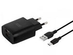 Încarcator de perete XO L57 2x USB 2,4A + cablu USB-C, negru