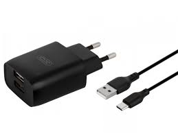 Încarcator de perete XO L57 2x USB 2,4A + cablu USB-C, negru