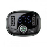 Transmițător FM T-Type Bluetooth MP3, Baseus, Incarcator Auto, Negru
