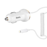 Incarcator Auto Hoco Z14 pentru iPhone, Cablu Lightning si 1*USB, 3.4 Amperi, Alb