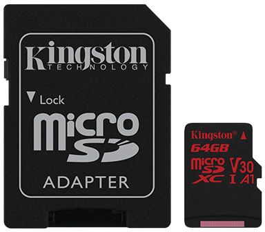 Card memorie micro SD+adaptor KINGSTON REACT V30 64GB
