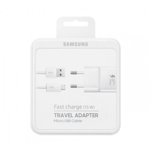 Incarcator + Cablu Original, Samsung, USB Micro-USB, Incarcare Rapida 15W, Alb