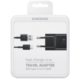 Incarcator + Cablu, Type-C USB, Samsung Original, Incarcare Rapida 15W, Negru