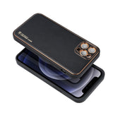 Husa Din Piele, Forcell, iPhone 12 Pro Max, cu protecție a camerei, Negru Auriu