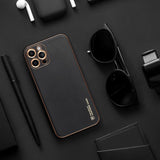 Husa Din Piele, Forcell, iPhone 12 Pro Max, cu protecție a camerei, Negru Auriu