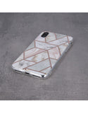 Husa Geometric Marmura , iPhone 12 Pro Max, Roz