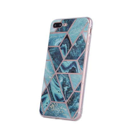Husa Silicon, Geometric Huawei P Smart Pro / Honor Y9s, Albastru inchis