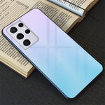 Husa Aurora Glass, Samsung Galaxy S21 Ultra, Albastru-Roz