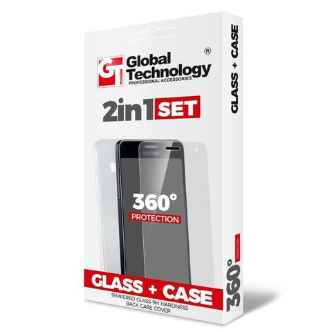 Set 2IN1, Husa si folie sticla, Global Technology 360 Protection, Samsung A7,Transparent