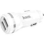 Incarcator Masina + Cablu, Hoco, Micro-USB la 2X USB, 2.4A, Alb