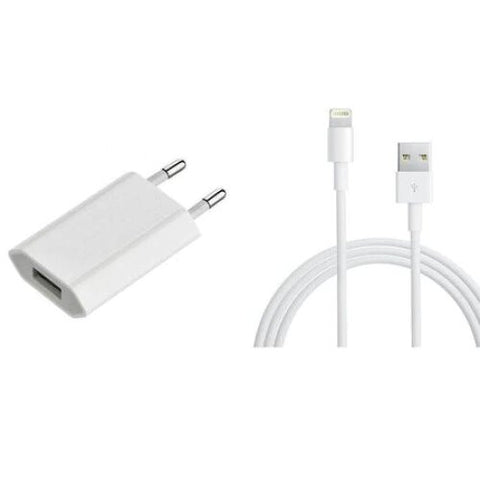 Set Incarcator + Cablu Original, Apple, USB + Lightning, Alb