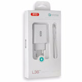 Încărcător de perete XO L36, 18W 1x USB + cablu USB-C, alb