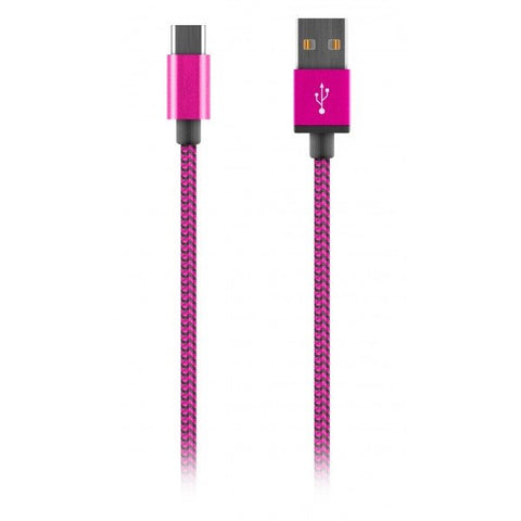 Cablu date USB - USB Type-C 27cm Roz