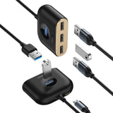 Adaptor, Baseus, 4 in 1, 4X USB, Cablu USB 1m, Negru