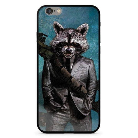 Husa Sticla Marvel Rocket iPhone XS, Negru/Albastru