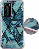Husa Silicon, Huawei P40 PRO, Print de Marmura, Albastru